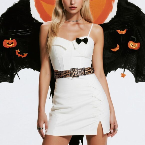 Women Leather Wide Fashion Thick Dress Belt With Gold Buckle Belt Leopard Gold - Picture 6 of 7